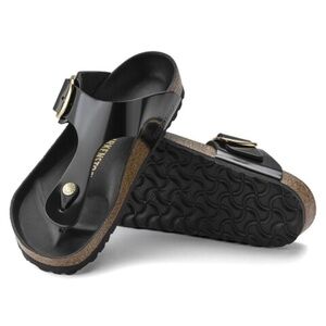 Gizeh Big Buckle Natural Leather Patent High Shine Black